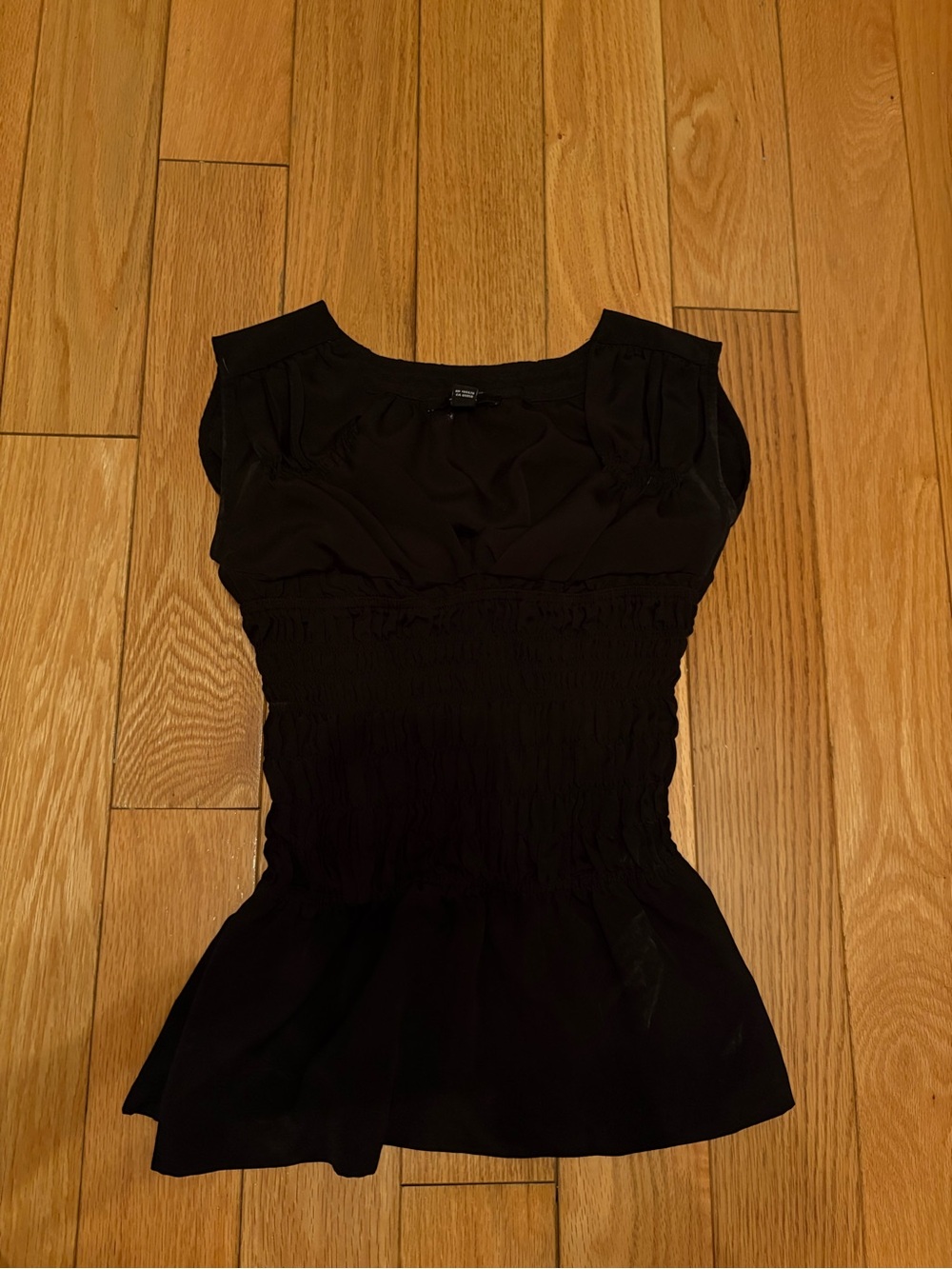 Jacob Black Smocked Waist Cap-Sleeve Tunic